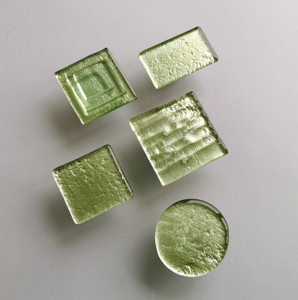Golden Green Accent Glass Knob. Artistic Green Glass Statement Cabinet Knob - 0050