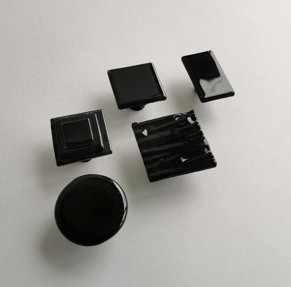 Black Matte Accent Glass Knob. Black Glass Knob. Matte Black Glass Cabinet Handle 0051