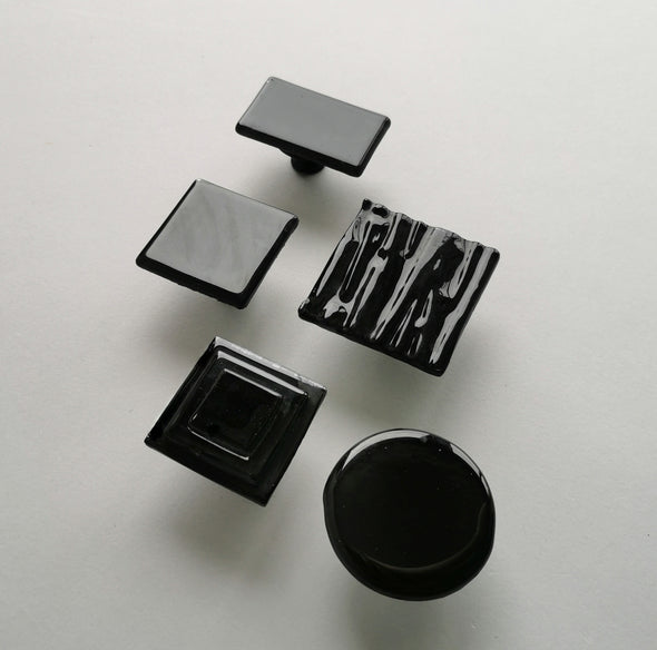 Black Matte Accent Glass Knob. Black Glass Knob. Matte Black Glass Cabinet Handle 0051