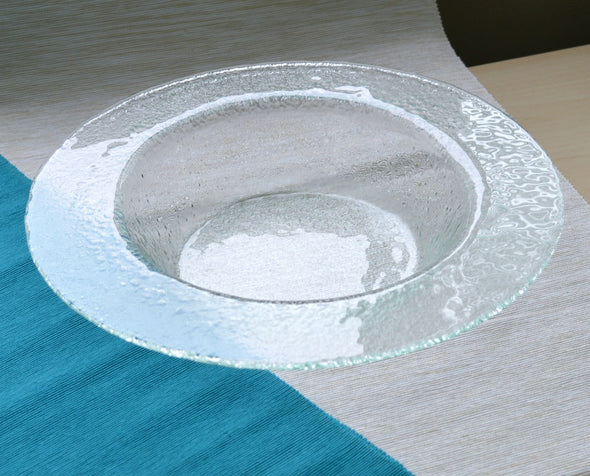 Modern Minimalist Fused Glass Fruit Bowl. Centerpiece Fruit-Bowl. Designer Glass Bowl