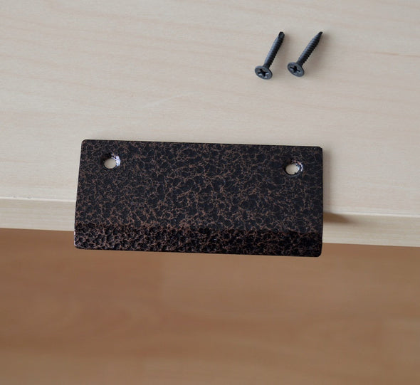 Modern Textured Black And Copper Cabinet Fringer Pull. Wrought Copper Cabinet Tab Pull 930