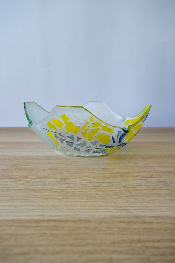 Set of 6 Artistic Fused Glass Bowls. Minimalist Salad Bowls. Fused Glass Tableware