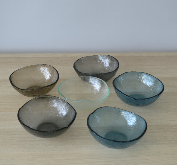 Set of 6 Fused Glass Soup Bowls. Set of 6 Glass Cereal Bowls. Small Salad Bowls
