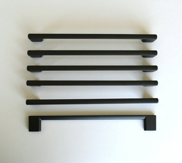 Set of 6 Modern Black Cabinet Pull. Black Cabinet Hardware. Drawer Handle. Drawer Pull 7134