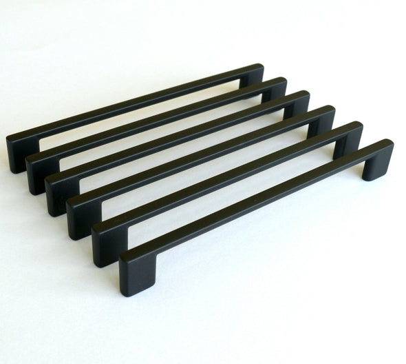 Set of 6 Modern Black Cabinet Pull. Black Cabinet Hardware. Drawer Handle. Drawer Pull 7134