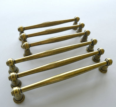 Set of 6 Brass Finish Cabinet Handle. Bohemian Hardware. Brass Finish Drawer Handle 611
