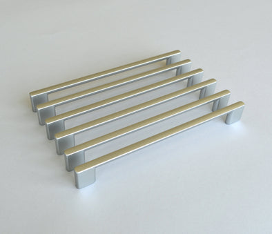 Set of 6 Modern Silver Cabinet Pull. Silver Matte Cabinet Hardware. Drawer Handle 8134