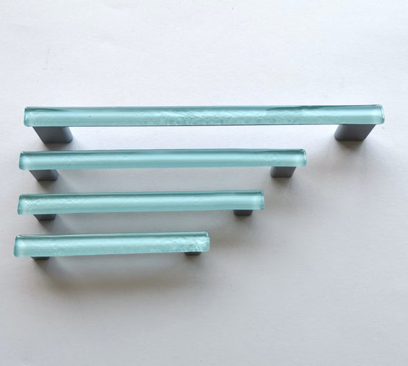 Chinchilla Grey Fused Glass Pull. Artistic Grey Furniture Glass Pull 0035