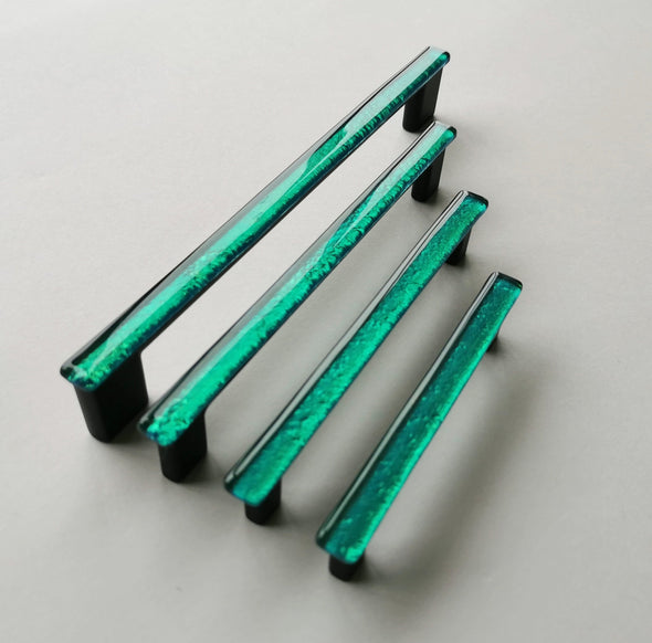 Jade Green Glass Pull. Artistic Jewel Tone Glass Cabinet Pull - 0018