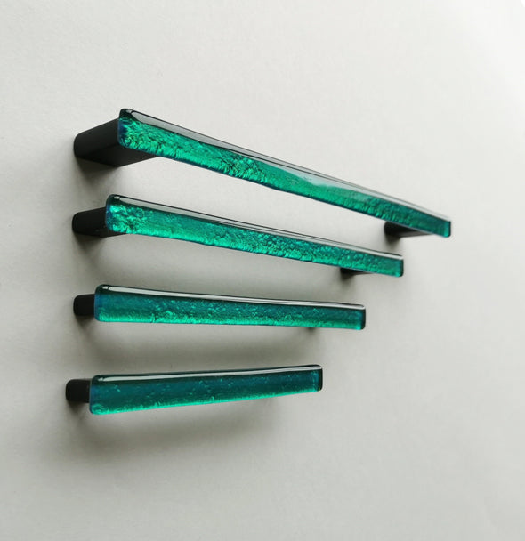 Jade Green Glass Pull. Artistic Jewel Tone Glass Cabinet Pull - 0018