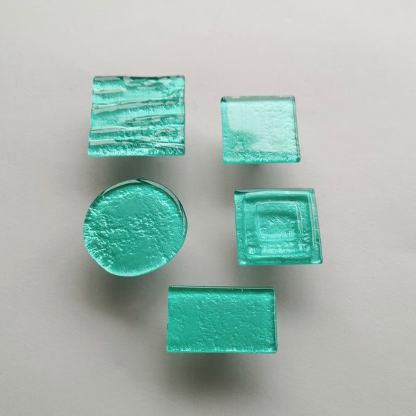 Sea Foam Fused Glass Knob. Artistic Turquoise Furniture Glass Knob - 0041