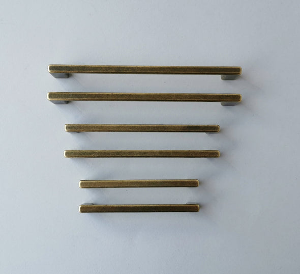 Set of 6 Antique Brass Finish Cabinet Pull. Rustic Cabinet Pull. Drawer Handle 613