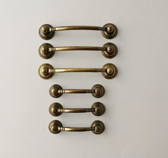 Set of 6 Brass Cabinet Handle. Boho Cabinet Pull. Brass Drawer Handle. Victorian Drawer Pull 6122