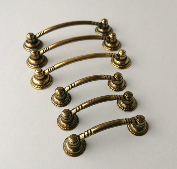 Set of 6 Brass Cabinet Handle. Boho Cabinet Pull. Brass Drawer Handle. Victorian Drawer Pull 6122