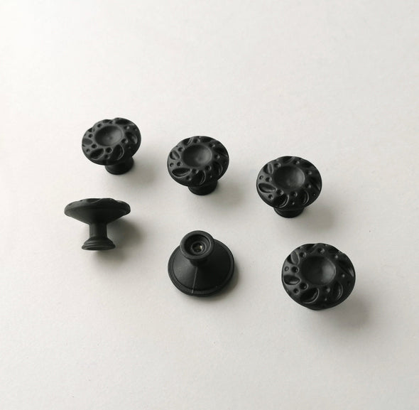 Set of 6 Black Cabinet Knob. Black Cabinet Hardware. Black Drawer Handle 7136