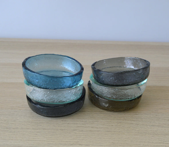 Set of Six Fused Glass Small Bowls. Small Dessert Bowls. Small Bowls. Minimalist Glass Tableware