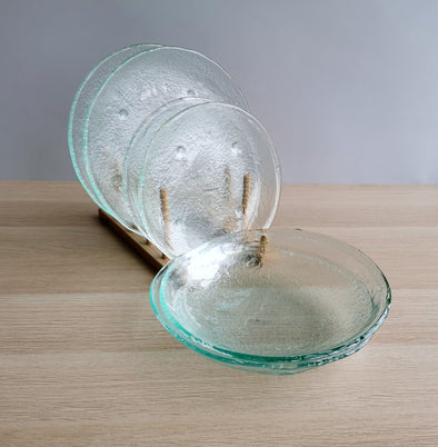 Set of 2 Transparent Fused Glass Dessert / Main Course / Pasta Plates. Set of 2 Glass Plates