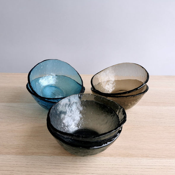 Set of 6 Fused Glass Bowls. Set of 6 Glass Cereal Snack Bowls. Small Minimalist Salad Bowls