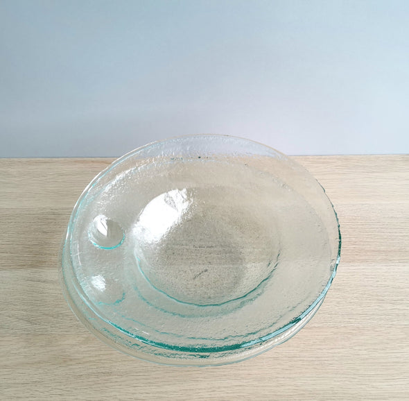 Set of 2 Fused Transparent Glass Large Pasta Bowls. Glass Pasta Bowls. Minimalist Spaghetti Bowls
