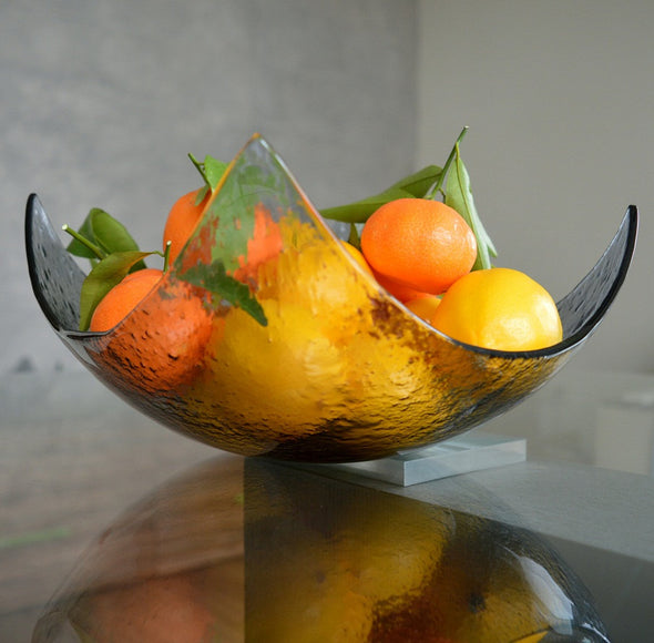 Modern Minimalist Fruit Bowl. Centerpiece Salad Bowl. Minimalist Fused Glass Bowl L