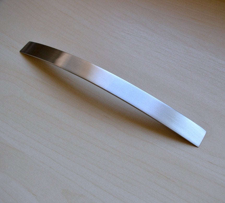 Modern Statement Cabinet Metal Pull. Brushed Nickel Cabinet